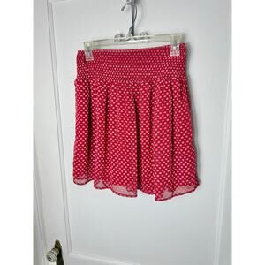 Old Navy Red White Geometric Polka Dot Smocked Twirl Skirt Holiday Small